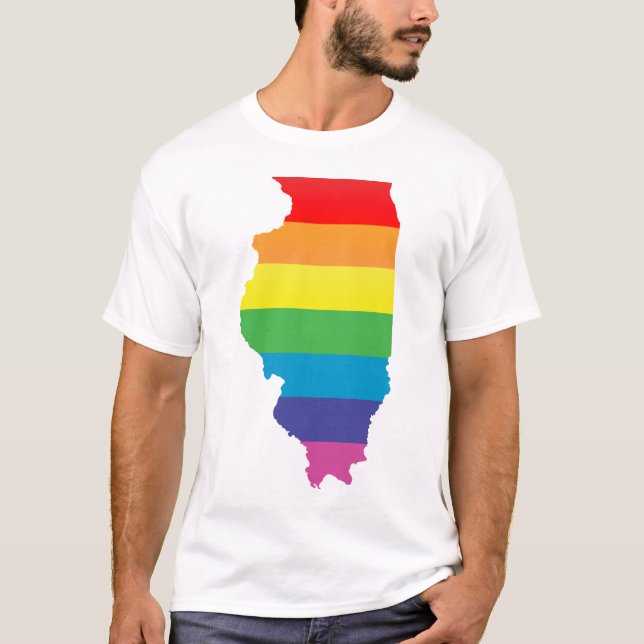 illinois pride. striped. T-Shirt (Front)