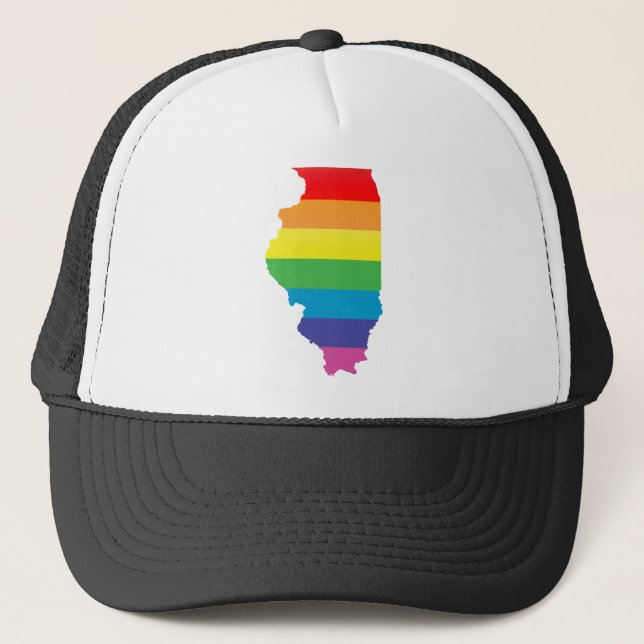 illinois pride. striped. trucker hat (Front)