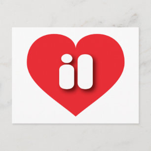 Illinois red heart - I love il Postcard