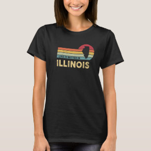 ILLINOIS Retro Vintage US State Map Illinois Patri T-Shirt