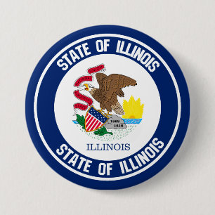 Illinois Round Emblem 7.5 Cm Round Badge