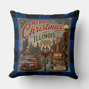 Illinois Route 66 Christmas City Glow Cushion