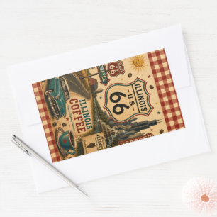 Illinois Route 66 Coffee Roadside Café Charm Rectangular Sticker