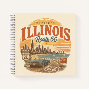 Illinois Route 66 Lakefront Travel Notes Notebook