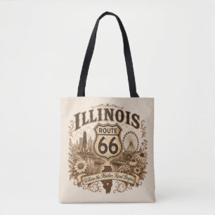 Illinois Route 66 Mother Road Travel Memories Tote Bag