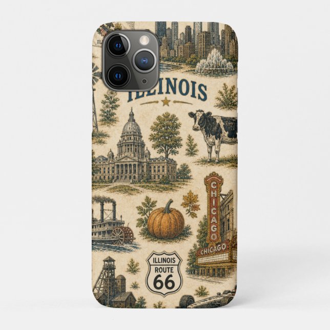 Illinois Route 66 Pocket Skyline Case-Mate iPhone Case (Back)