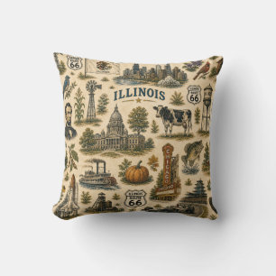 Illinois Route 66 Sofa Skyline Cushion
