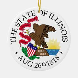 Illinois sign ceramic tree decoration