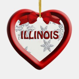 Illinois Snowflake Heart Christmas Ornament