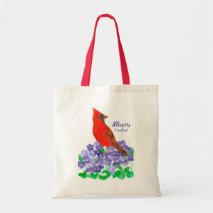 Illinois Souvenir Bird Cardinal Purple Violets Tote Bag