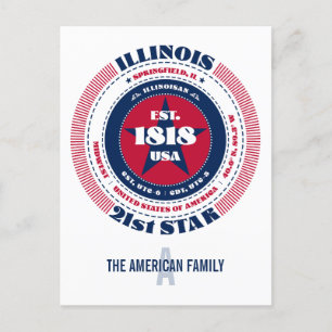 Illinois, Springfield, IL, Patriotic, Monogram Postcard