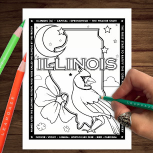 illinois state facts colouring page