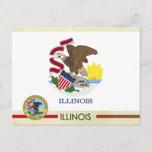 Illinois State Flag and Seal Postcard