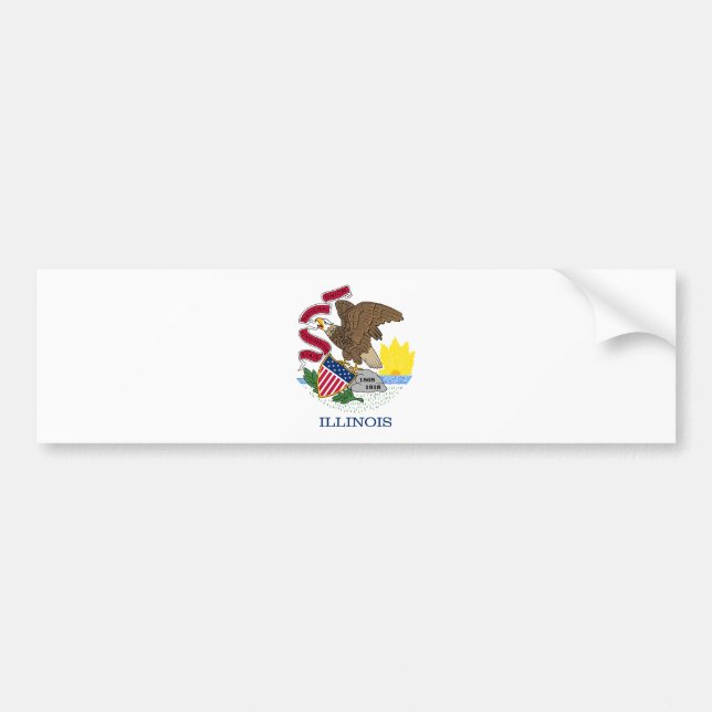 Illinois State Flag Bumper Sticker (Front)
