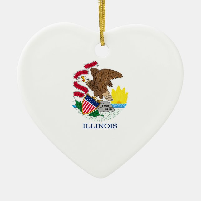 Illinois State Flag Design Ceramic Tree Decoration (Front)