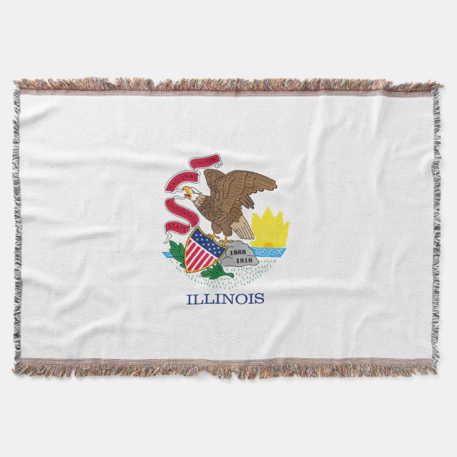 Illinois State Flag Design Decor Throw Blanket (Front)