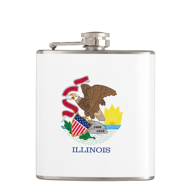 Illinois State Flag Design Hip Flask (Front)