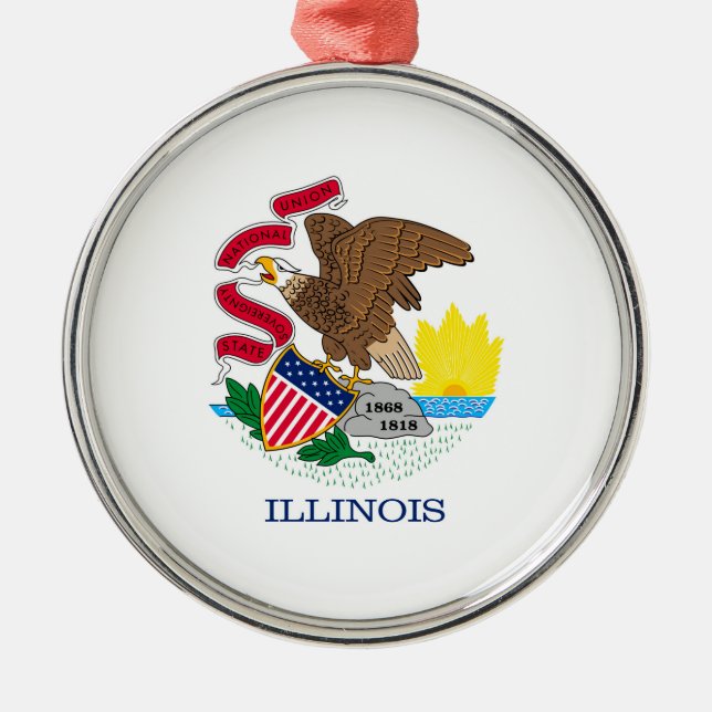 Illinois State Flag Design Metal Tree Decoration (Front)