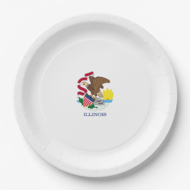 Illinois State Flag Design Paper Plate (Front)