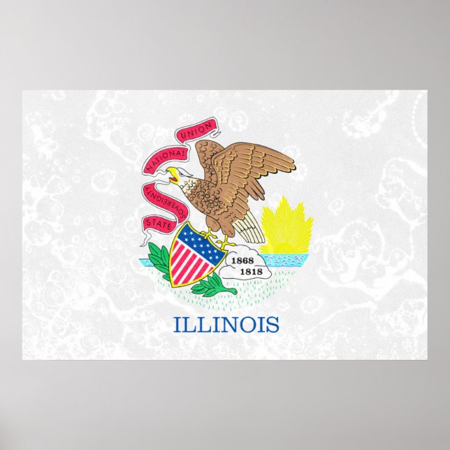 Illinois State Flag Grunge Poster (Front)
