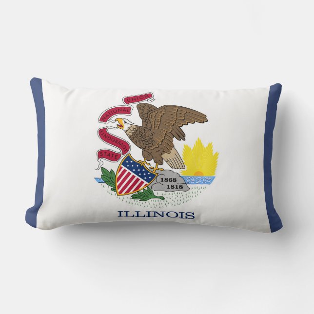 Illinois State Flag Print Patriotic Lumbar Cushion (Front)
