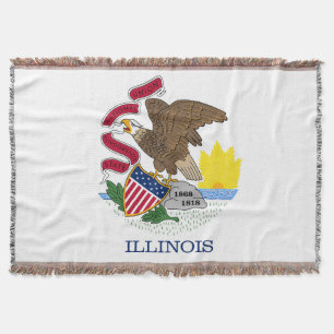 Illinois State Flag Print Patriotic Throw Blanket
