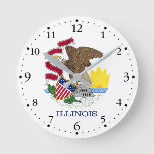 Illinois State Flag Round Clock