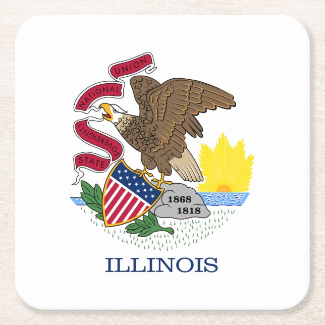 Illinois State Flag Square Paper Coaster (Front)
