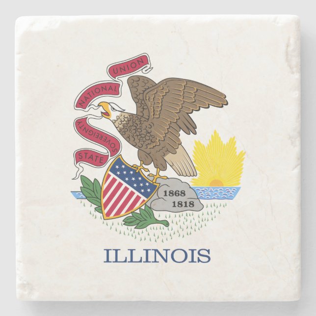 Illinois State Flag Stone Coaster (Front)