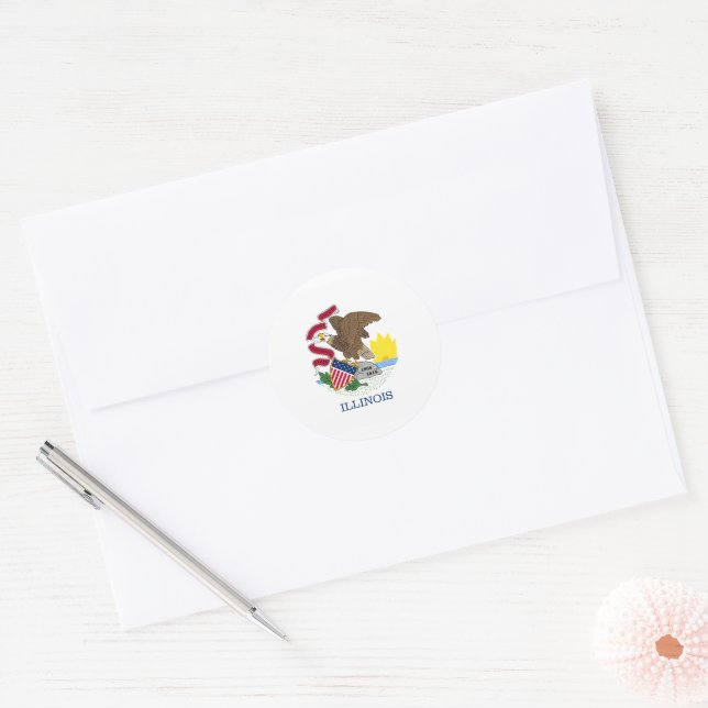 Illinois State Flag USA Classic Round Sticker (Envelope)