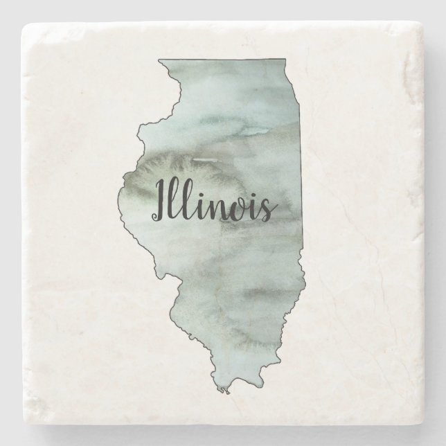 Illinois State Illustration Stone Coaster (Front)