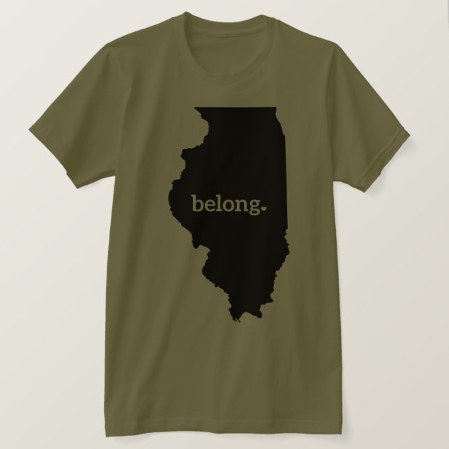 Illinois State Map Belong T-Shirt (Design Front)