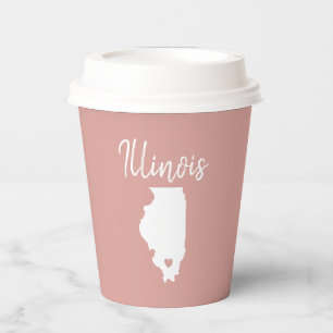 Illinois state map love home paper cups