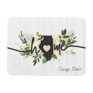Illinois State Personalised Your Home City Rustic Magnet
