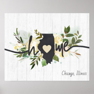 Illinois State Personalised Your Home City Rustic Poster
