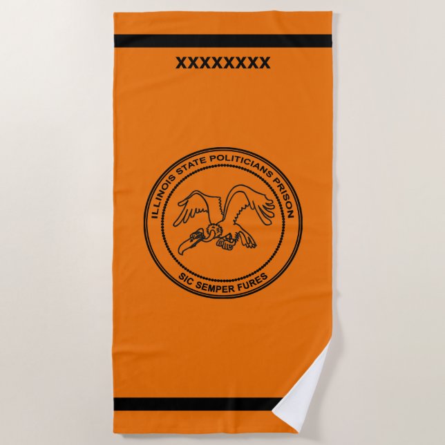Illinois State Politicians Prison Beach Towel (Front)