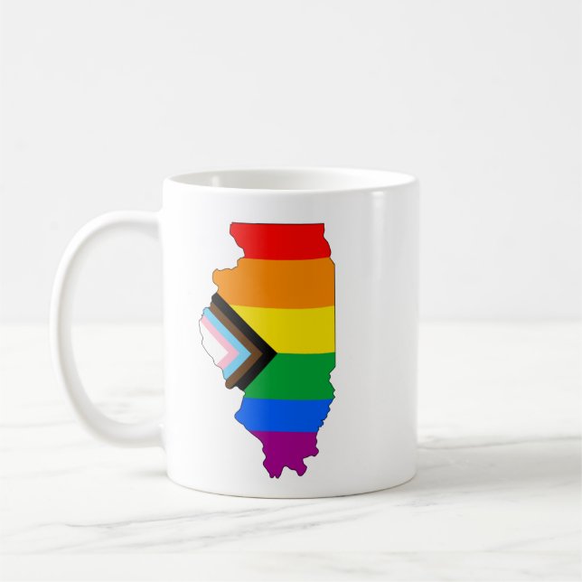 Illinois State Pride LGBTQ Progress Pride Coffee Mug (Left)