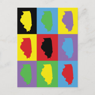 Illinois State Pride Pop Art Pattern Postcard