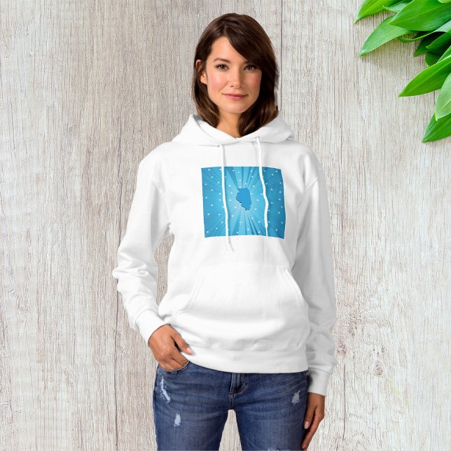 Illinois State Silhouette Blue Starburst Hoodie (Creator Uploaded)