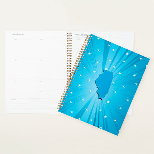 Illinois State Silhouette Blue Starburst Planner