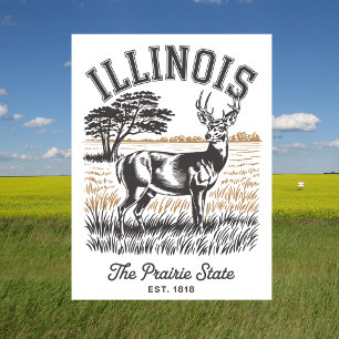 Illinois The Prairie State Est. 1818 Deer Travel Postcard
