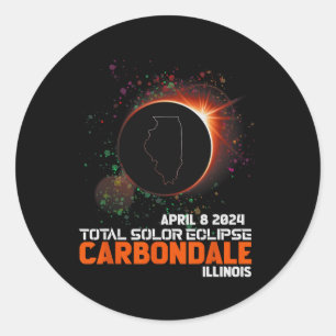 Illinois Total Solar Eclipse 2024 Classic Round Sticker