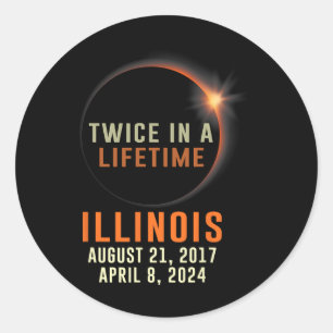 Illinois Total Solar Eclipse Twice In A Lifetime 2 Classic Round Sticker