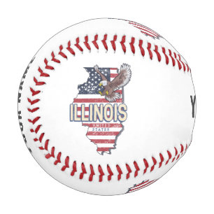Illinois United States Eagle Retro Map Vintage USA Baseball