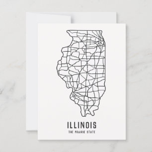 Illinois US State road map - the prairie State map Postcard