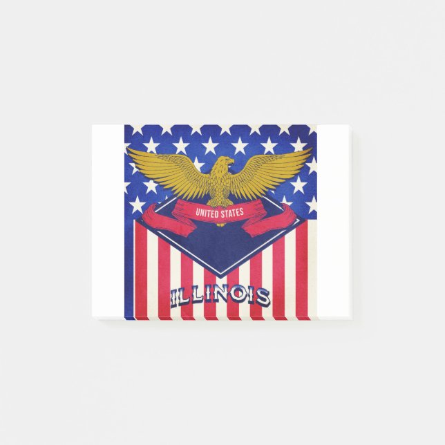 Illinois USA Flag Post-it Notes (Front)