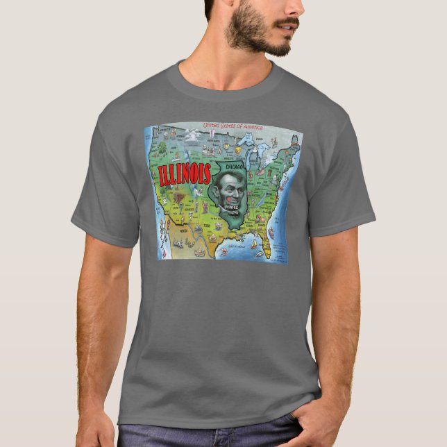 Illinois USA Map T-Shirt (Front)