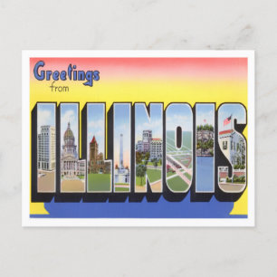 Illinois Vintage Big Letters Postcard
