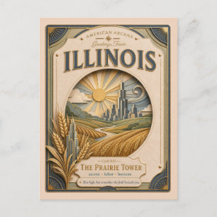 Illinois Vintage Paper Cut American Arcana Postcard