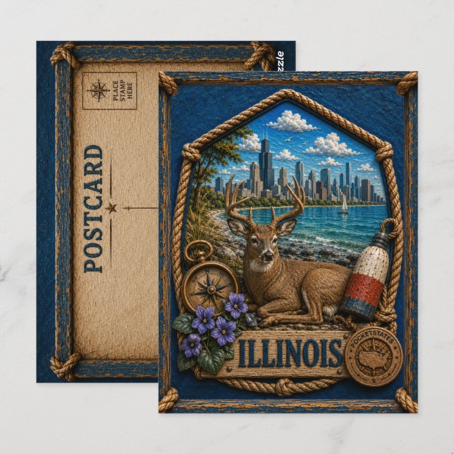 Illinois Vintage Travel Postcard (Front/Back)